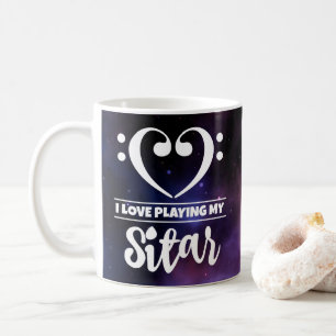 Caneca De Café Bass Clef Hearple Nebula Love Sitar