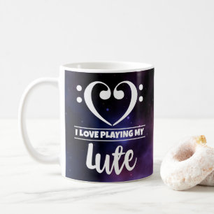 Caneca De Café Bass Clef Hearple Nebula Púrpura Amor Lute
