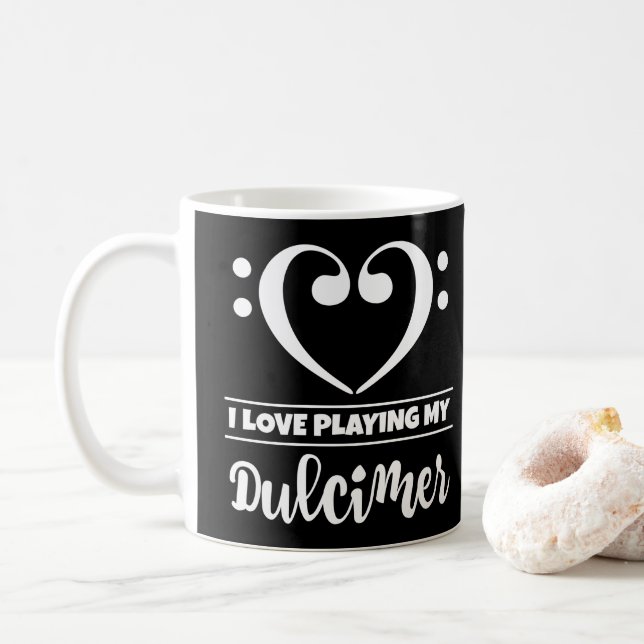 Caneca De Café Bass Clef Heart Eu Adoro Tocar Meu Dulcimer (Com Donut)