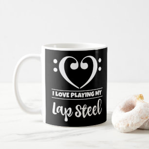 Caneca De Café Bass Clef Heart Eu Adoro Tocar Meu Lap Steel