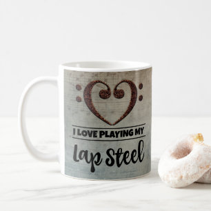 Caneca De Café Bass Clef Heart Vintage Sheet Music Lap Steel
