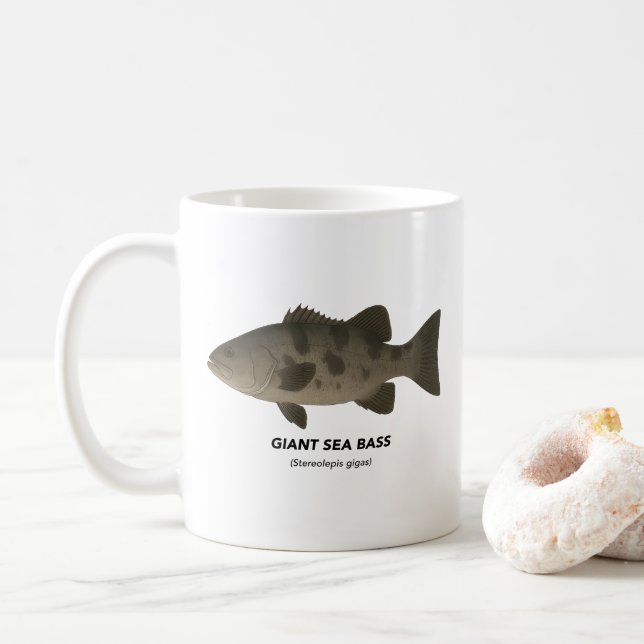 Caneca De Café Bass do Mar Gigante - Animais Marinhos da Califórn (Com Donut)