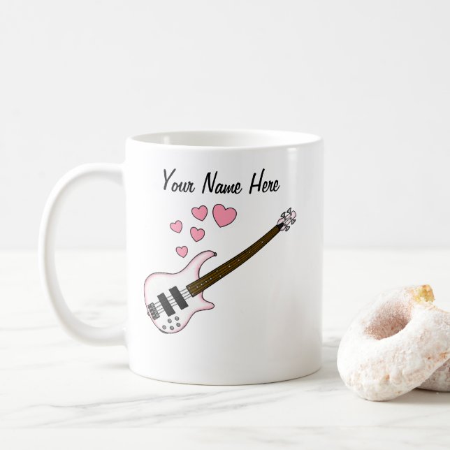 Caneca De Café Bass Guitar Custom Weding Mug Bassistor (Com Donut)