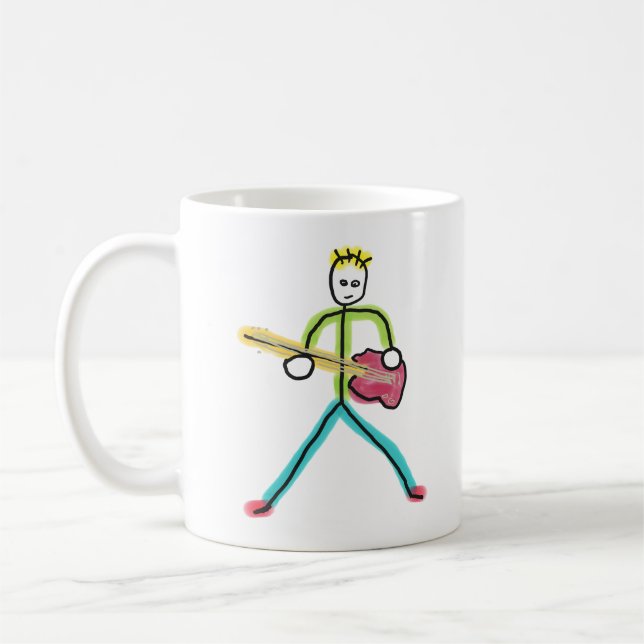 Caneca De Café Bass Guitar Stickman (Esquerda)