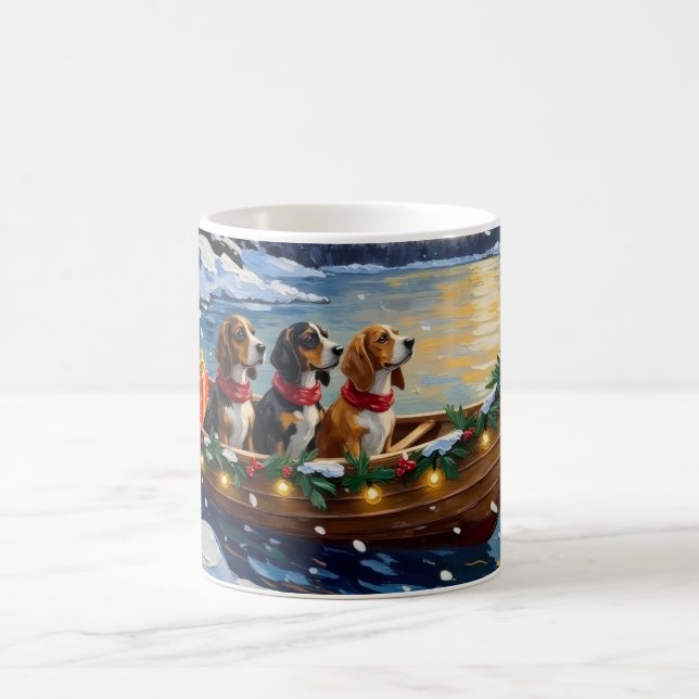 Caneca De Café Basset Hound Christmas Boat Holiday (Centro)