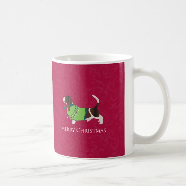 Caneca De Café Basset Hound Felry Design de Natal (Direita)