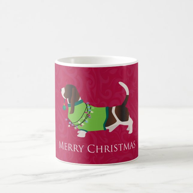 Caneca De Café Basset Hound Felry Design de Natal (Centro)