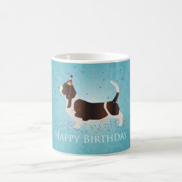 Caneca De Café Basset Hound Happy Birthday Design