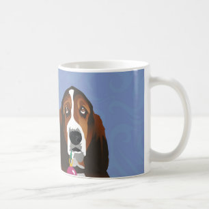 Caneca De Café Basset Hound Peace Love Joy Design de Natal