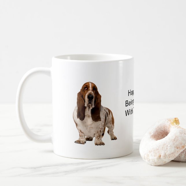 Caneca De Café Basset Hound - "um membro da família " (Com Donut)