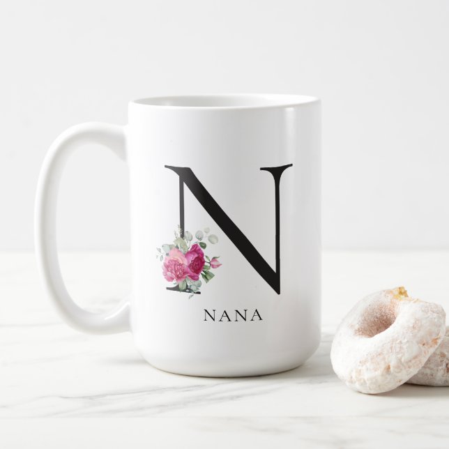 Caneca De Café Basta Chic Sweet Peonies Nana 15oz Coffee Mug (Com Donut)