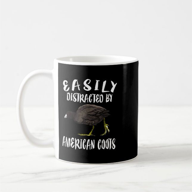 Caneca De Café Bastante Distraído Por Aves De Coot Americanas (Esquerda)