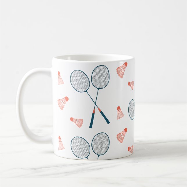 Caneca De Café Bastante Retro Badminton Birdie Racquet Shuttlecoc (Esquerda)