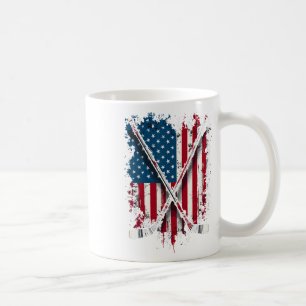 Caneca De Café Bastão de Hóquei Bandeira dos EUA Jogador de Hóque