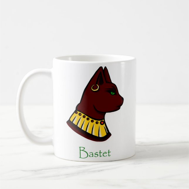 Caneca De Café Bastet - Deusa Egípcia Antiga (Nomeada) (Esquerda)