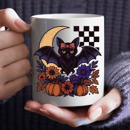Caneca De Café Bat De Halloween Com Estética Gótica Da Lua