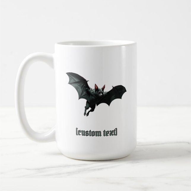 Caneca De Café Bat Voador - Texto Personalizado (Esquerda)