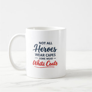 Caneca De Café Bata Branca de Herói Médico Personalizada