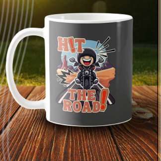 Caneca De Café Bata na estrada! Funny Road Trip Biker