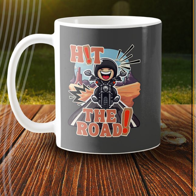 Caneca De Café Bata na estrada! Funny Road Trip Biker (Criador carregado)