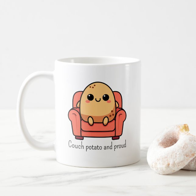 Caneca De Café Batata de Sofá e Orgulhoso (Com Donut)