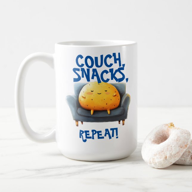 Caneca De Café Batata de Sofá Engraçado (Com Donut)