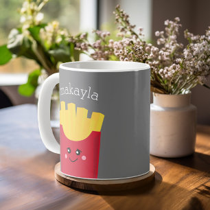 Caneca De Café Batatas fritas bonitos de Kawaii com nome feito