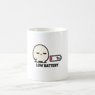 Caneca De Café Bateria Baixa 1% - Minimalista Personagem Fofo Can