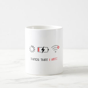 Caneca De Café Bateria Baixa Sem WiFi Design de Humor Técnico Car
