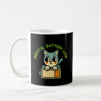 Caneca De Café Bateria Mental Baixa para Mentes Cansadas e Manhãs