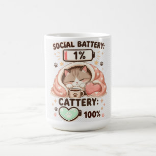 Caneca De Café Bateria Social Gateria Citação de Gato Fofo Introv