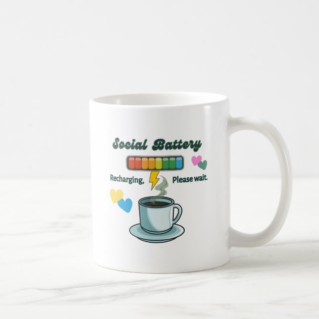 Caneca De Café Bateria Social Quirky (Direita)