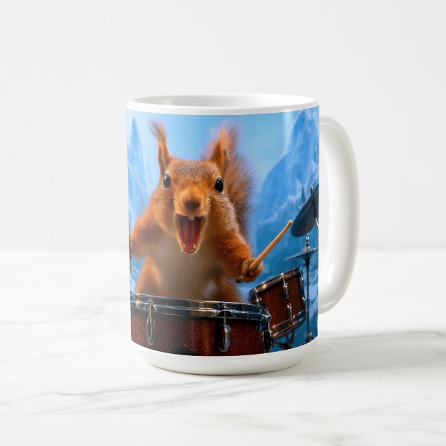 Caneca De Café Baterista Esquilo (Frente Esquerda)