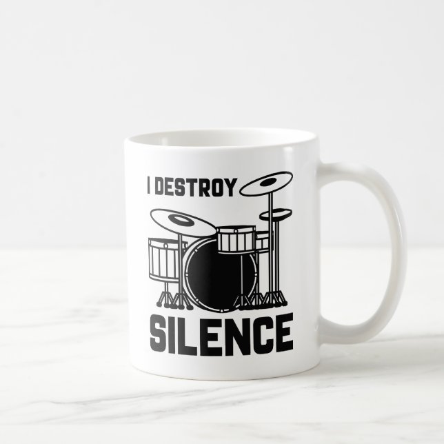 Caneca De Café Baterista Eu Destruo Silêncio (Direita)