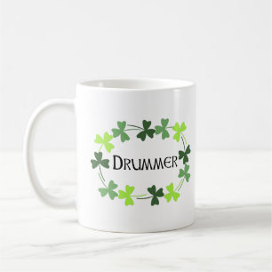 Caneca De Café Baterista Shamrock Oval