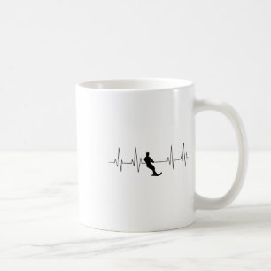 Caneca De Café Batida Cardíaca Engraçada Arte de Esqui Aquático E