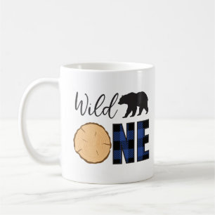 Caneca De Café Batida Xadrez Azul de Um Urso Preto Selvagem