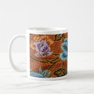 Caneca De Café Batik floral indonésio