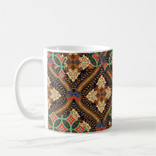 Caneca De Café Batik indonésio baseado em plantas: Padrões distin
