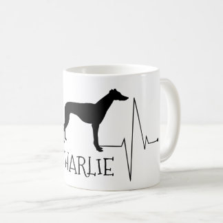Caneca De Café Batimento Cardíaco Personalizado de Whippet Love