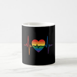 Caneca De Café Batimentos Cardíacos LGBTQ Orgulho do Coração Gay