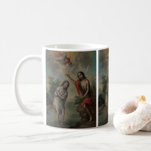 Caneca De Café Batismo do Cristo por Nicolás Enríquez (Com Donut)