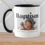 Caneca De Café Batismo Foto Simples Bold Moderno Obrigado<br><div class="desc">Este design simples e clássico é composto por tipografia serif e adiciona uma foto personalizada. Este design é moderno,  chique,  brincalhão e divertido.</div>