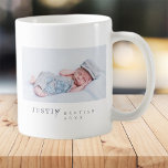 Caneca De Café Batismo Para Ele Nome Moderno De Foto Minimalista<br><div class="desc">Design é composto por tipografia divertida e divertida com fontes sans serif e serif. Adicionar uma foto personalizada.</div>