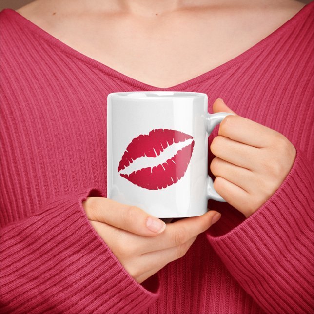Caneca De Café Batom Vermelho Diva Lábios Sombra (Red Ombre Lipstick Diva Lips Coffee Mug)