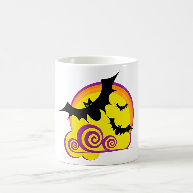 Caneca De Café Bats Voadores Noite das Bruxas Moon Cheio (Criador carregado)