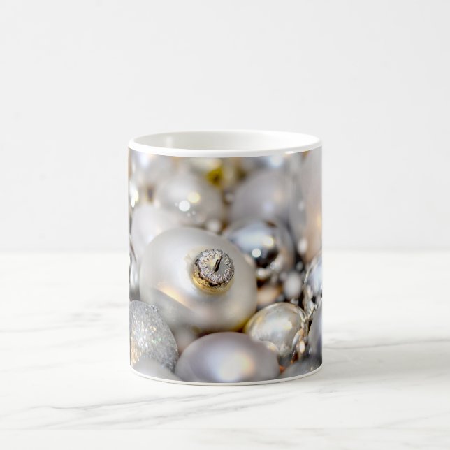 Caneca De Café Baubles Decor de Prata de Natal (Centro)