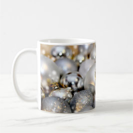 Caneca De Café Baubles Decor de Prata de Natal