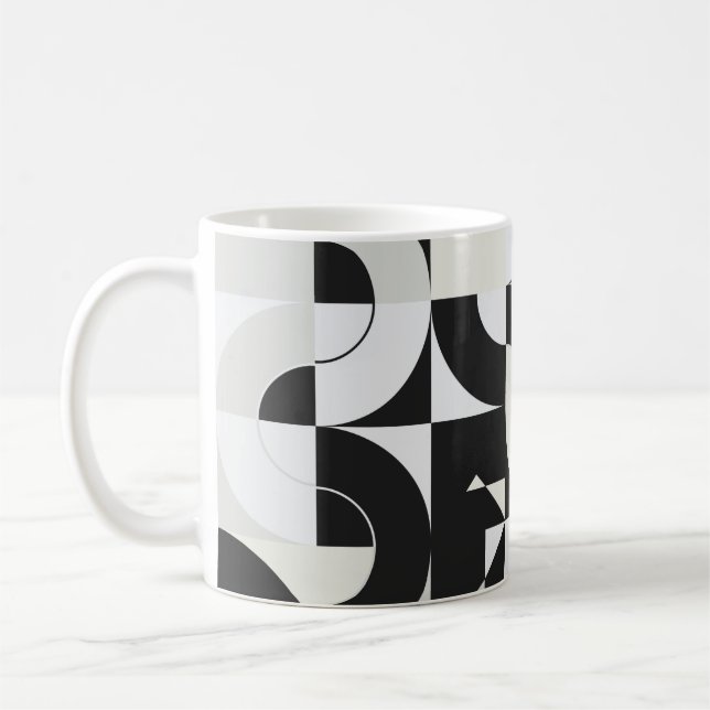 Caneca De Café Bauhaus composition artwork made with abstract ele (Esquerda)