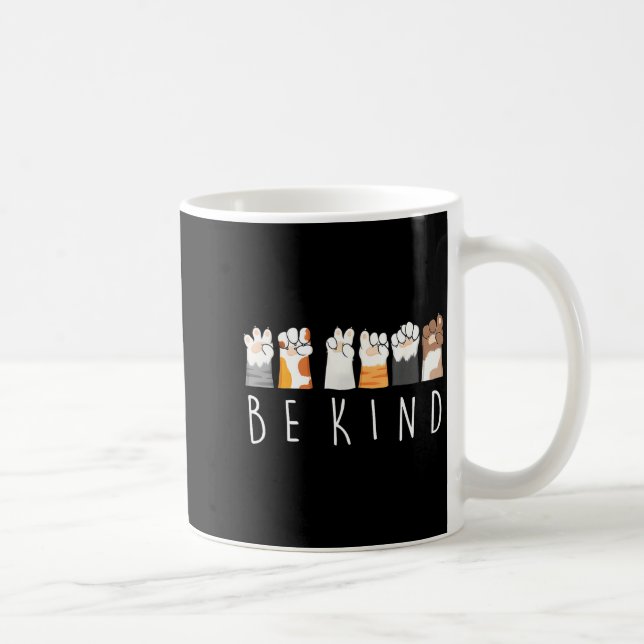 Caneca De Café Be Kind Asl Sign Language Kindness Cat Paws Finger (Direita)